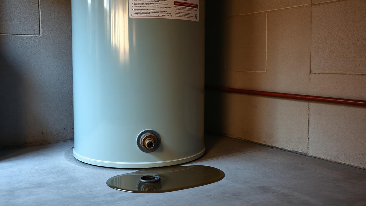 Residential tank water heater leaking from the bottom onto a basement floor in Southampton, PA